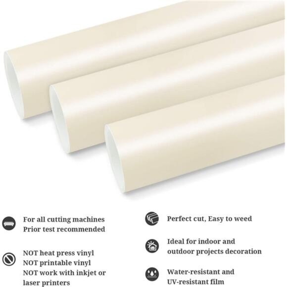 Permanent Adhesive Vinyl 12" x 10ft, Matte Ivory White - Picture 2 of 6